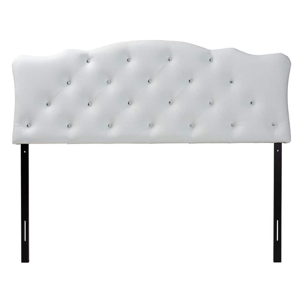 Queen Rita Modern And Contemporary Faux Leather Upholstered Button-Tufted Scalloped Headboard White - Baxton Studio