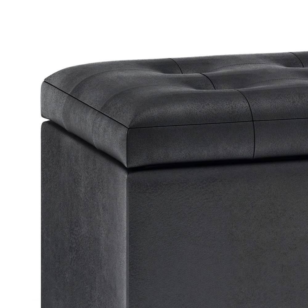 Simpli Home Cosmopolitan Faux Leather Ottoman