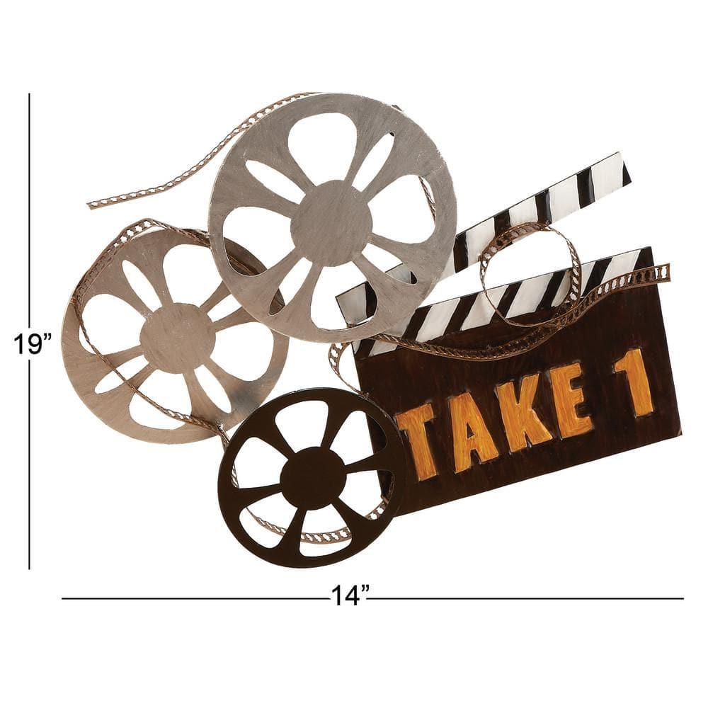 DecMode Black Metal Reels Film Wall Decor