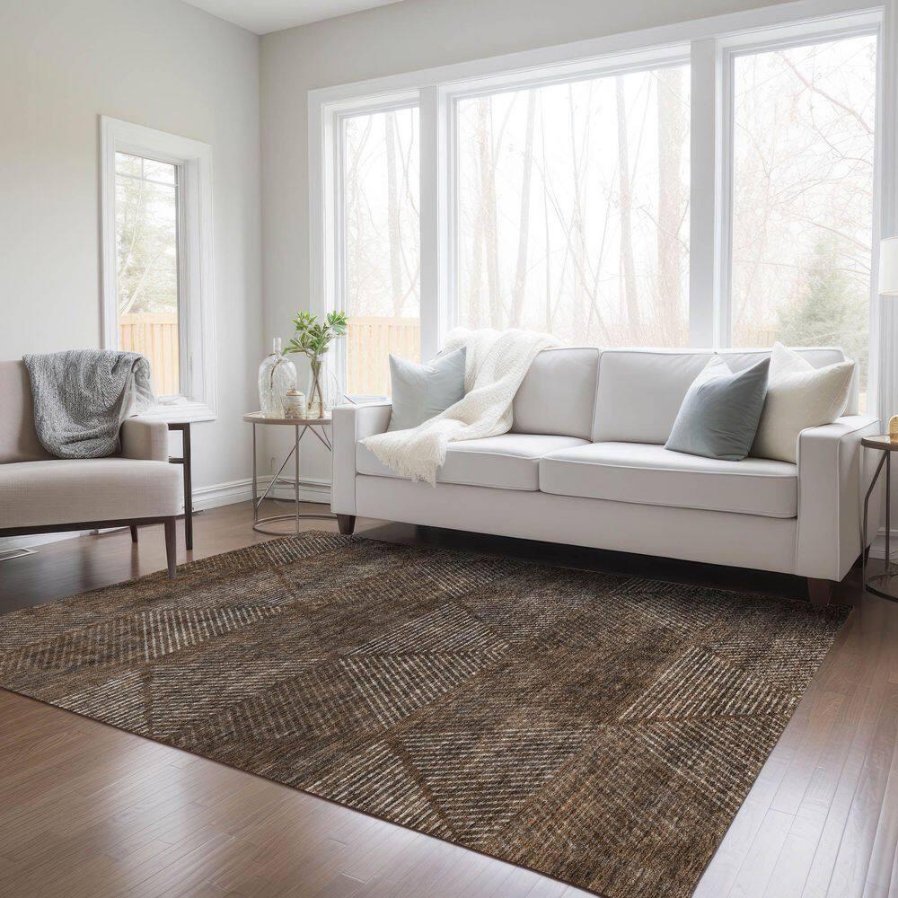 Addison Rugs Chantille Indoor/Outdoor Transitional Geometric Brown Washable Rectangle Rug, 2'6" x 3'10"