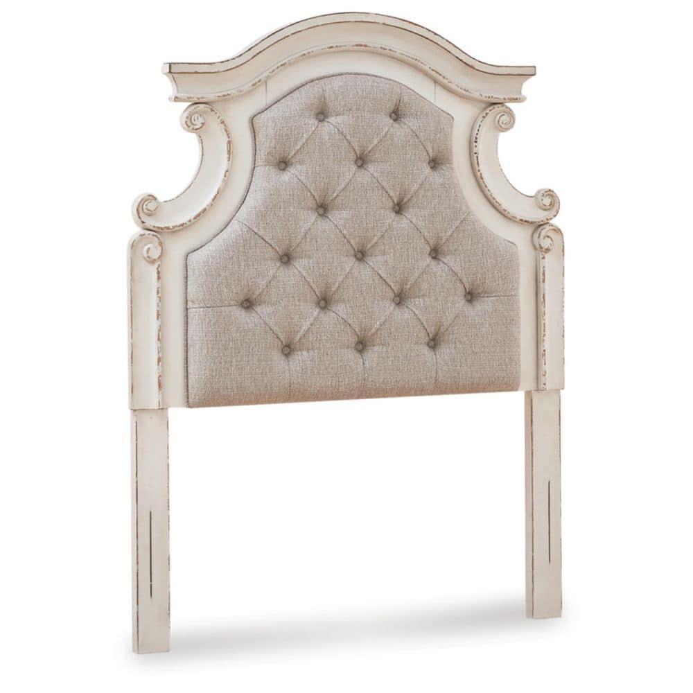 Twin Realyn Upholstered Panel Headboard Beige - Signature Design by Ashley: Vintage Style, Tufted, Wood Frame Mounted
