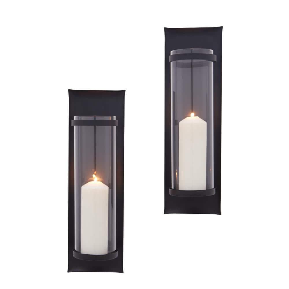 Metal and Glass Wall Sconce Candle Holder Set (Set of 2)