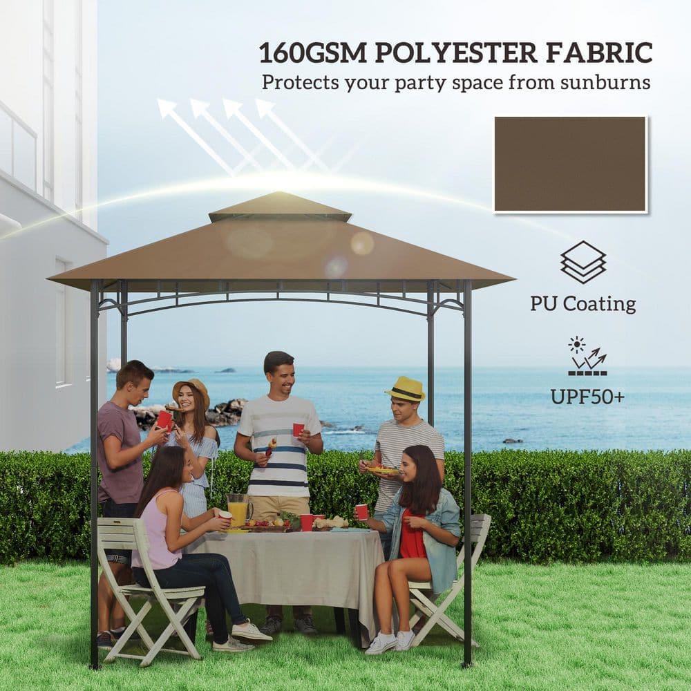 Outsunny Grill Gazebo Canopy Replacement Roof, UPF50+ Protected, 5' x 8' Outdoor BBQ Canopy Replacement Cover, Double Tiered Grill Canopy Replacement Cover, TOP COVER ONLY