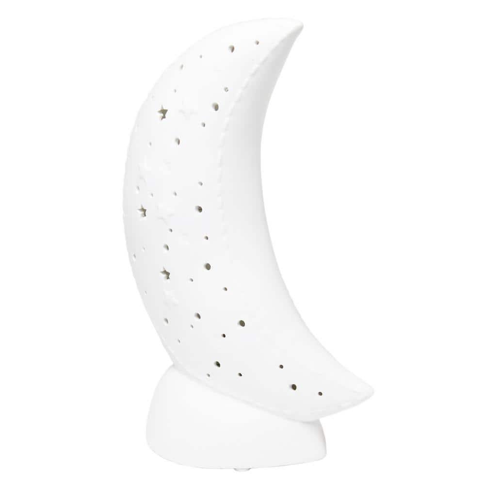 Porcelain Moon Shaped Table Lamp White - Simple Designs: Ceramic, ETL Listed, No Assembly Required