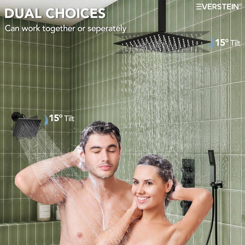Thermostatic Shower Faucet System,16" & 6" Dual Shower Head with Rough-In Valve