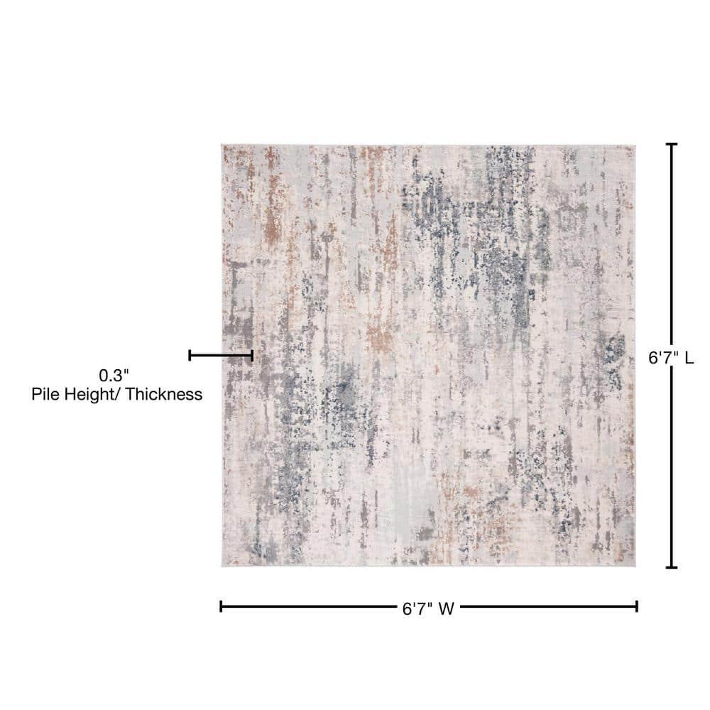 Invista INV432 Power Loomed Area Rug - Cream/Grey - 6'7"x6'7" - Safavieh.