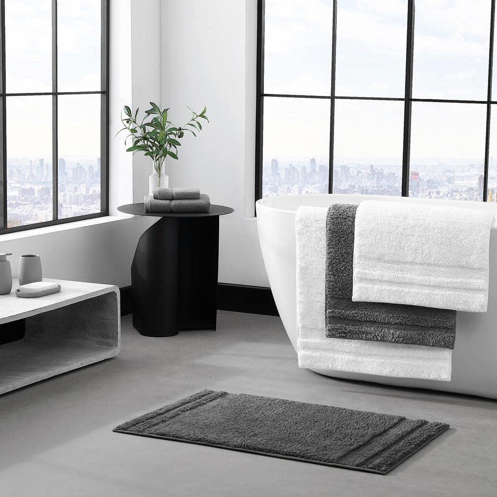 Eden Plush Pile Solid Reversible Cotton White 2 Piece Bath Rug Set