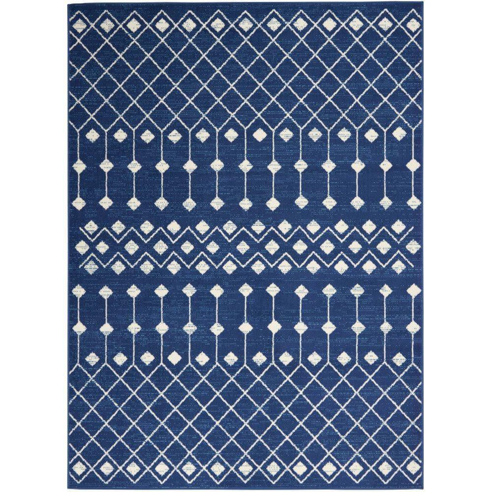 Nourison Grafix GRF37 Navy/White Indoor Area Rug - 5'3 x 7'3