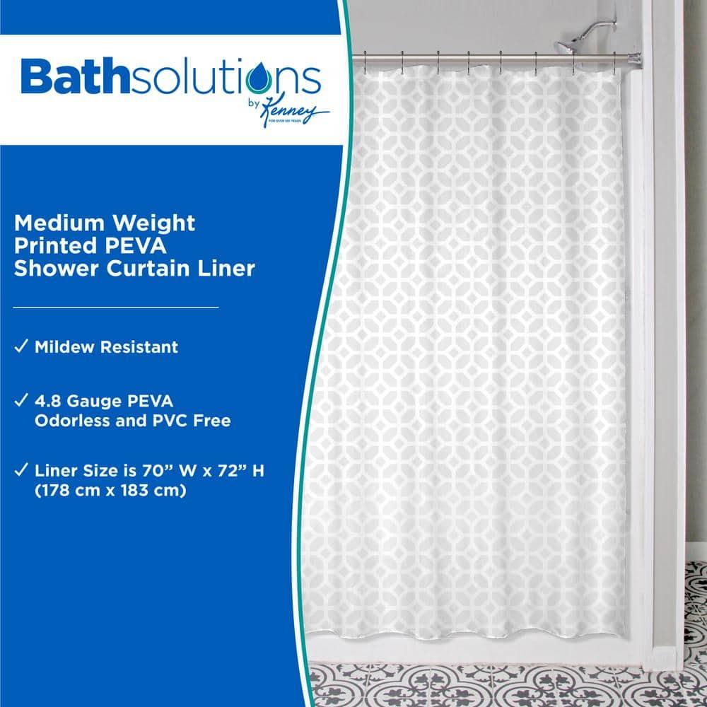 Kenney Medium Weight Decorative PEVA Shower Curtain Liner, 70" W x 72" H, Geometric Frost