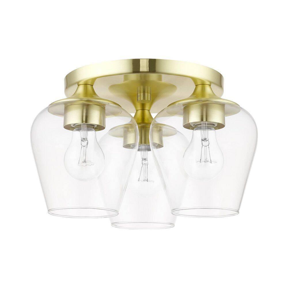 Livex Lighting Willow 3 - Light Flush Mount in Satin Brass