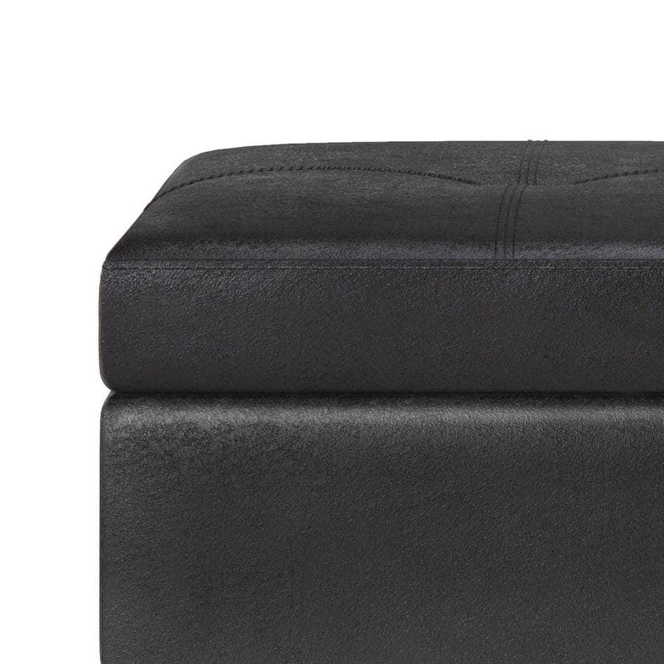 Simpli Home Oregon 42"W Upholstered Storage Ottoman Bench with Lift-Top Lid and Tray
