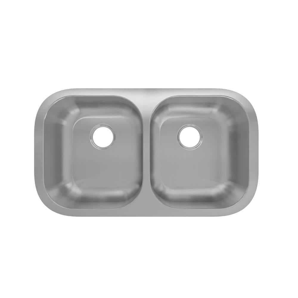 32-Inch Stainless Steel Double Bowl Kitchen Sink with Drainboard