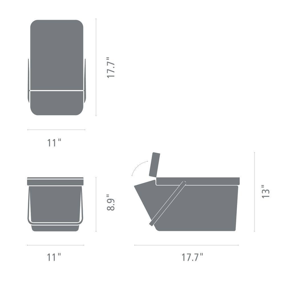 Light Gray Stackable Plastic Recycling Bin with Carry Handle
