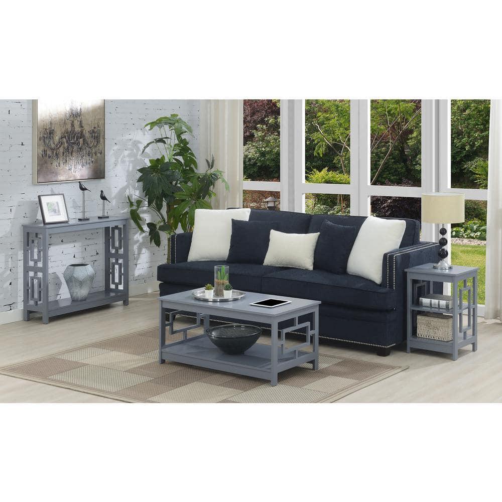 Convenience Concepts Town Square End Table with Shelves in Gray Wood Finish