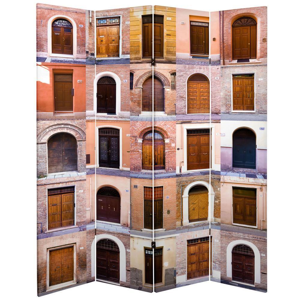 6' Tall Double Sided Doors Canvas Room Divider 4 Panel - Oriental Furniture: Gallery Quality, No Assembly Required