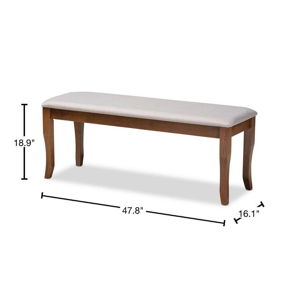 Everly Quinn Violette Modern and Contemporary Gray Fabric Upholstered and Walnut Brown Finished Wood Dining Bench