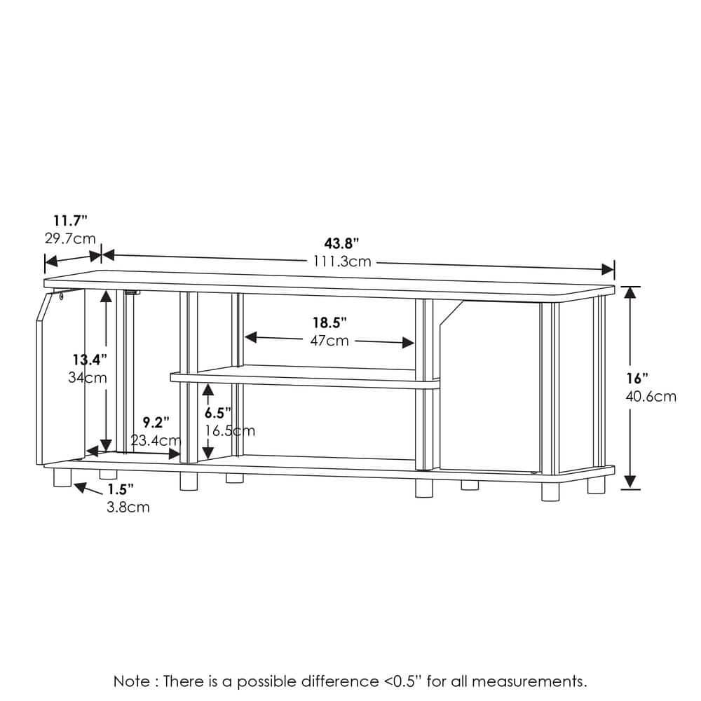 Furinno Brahms TV Stand with Shelves and Storage, Espresso/Black