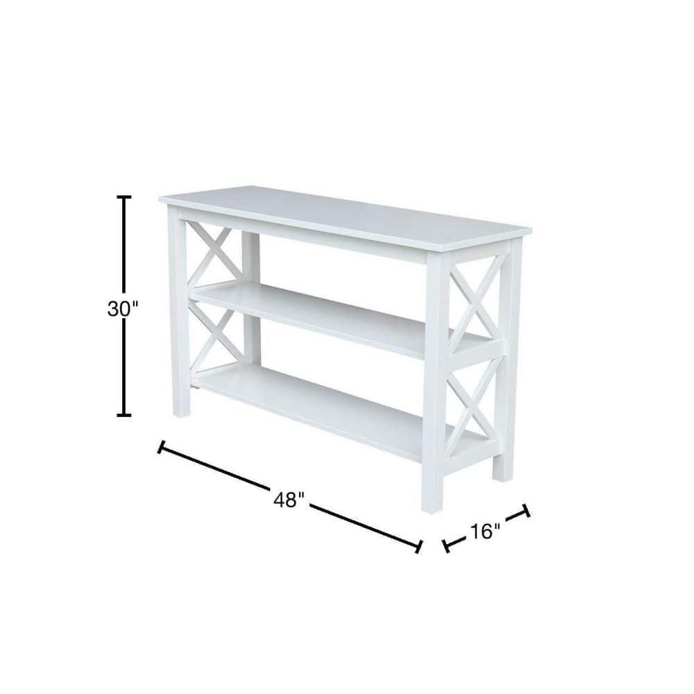 Hampton Console Table White - International Concepts: Hardwood Entryway Table with Fixed Shelves