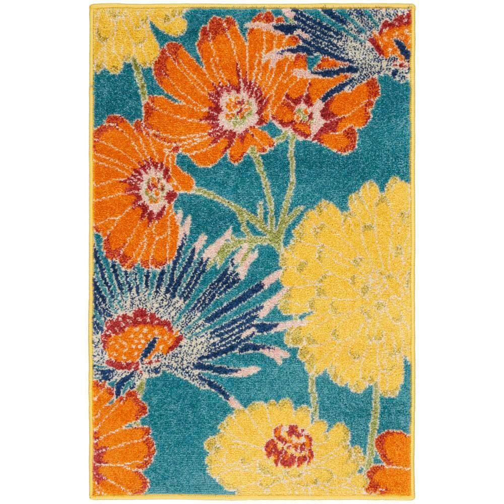 Nourison Allur Oversized Flowers Indoor Area Rug Turquoise Multicolor 2' x 3'
