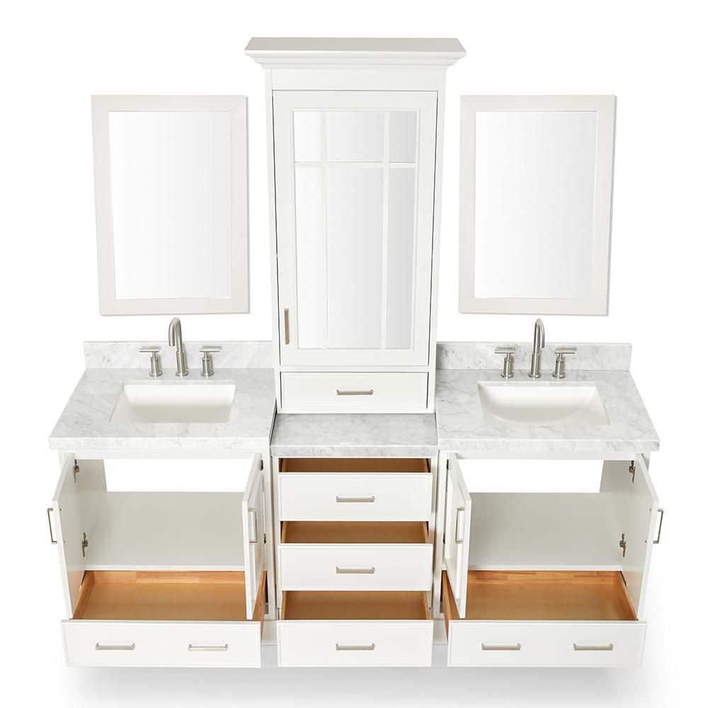 Ariel Stafford 85" Double Sink Vanity Set in White