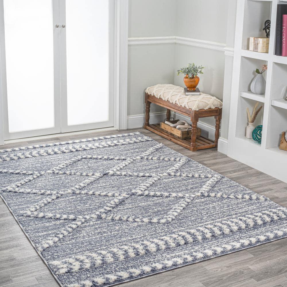 4' x 6' Sofie Moroccan Trellis High-Low Area Rug, Gray/Cream - JONATHAN Y