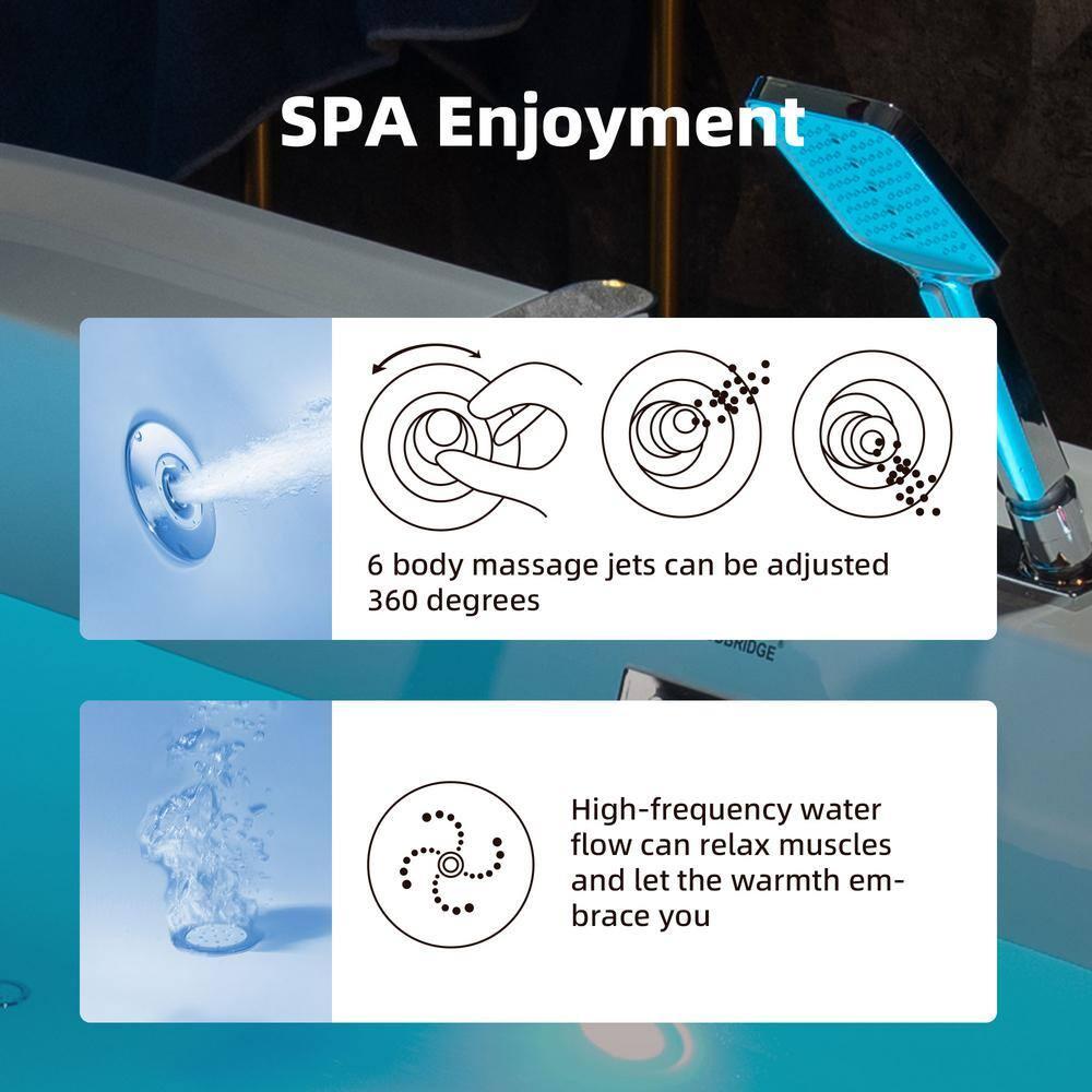 72" x 35.4" Whirlpool and Air Bath Heated Soaking Combination Tub with Tub Filler