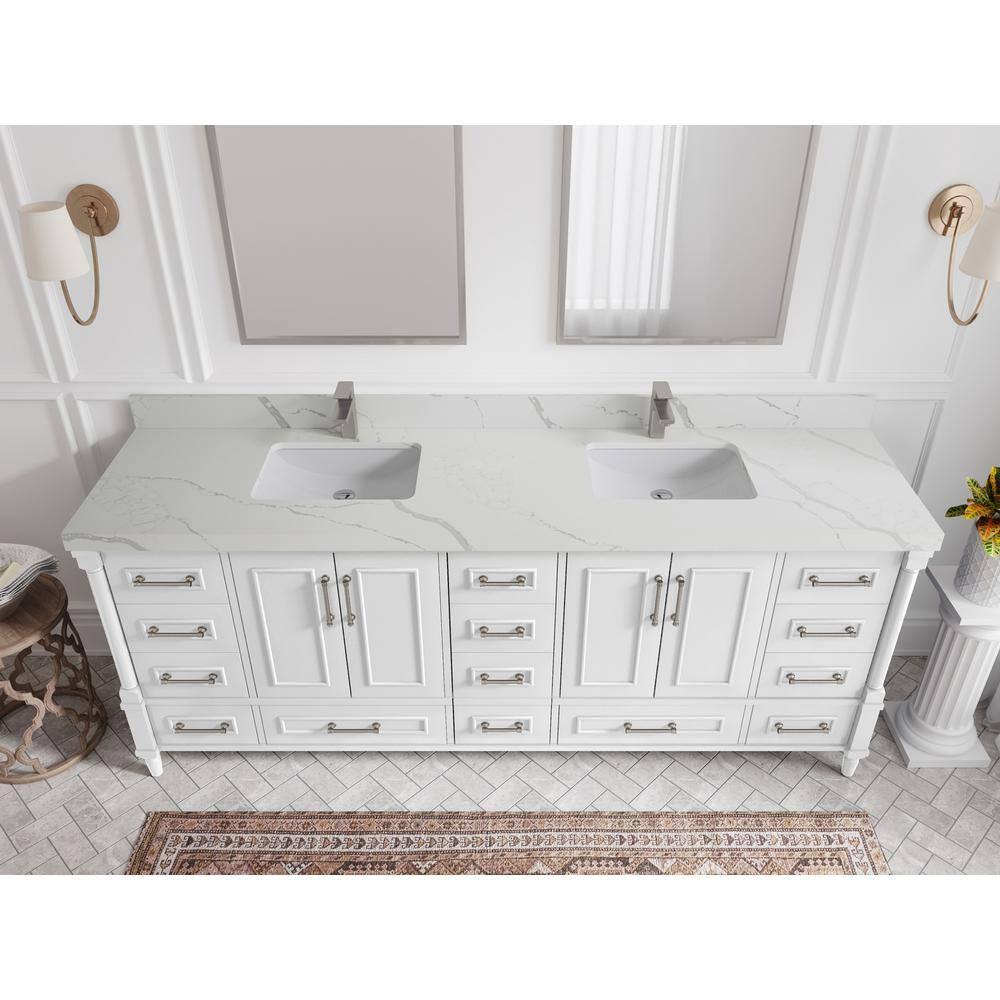Willow Collections Aberdeen 84'' Double Bathroom Vanity with Quartz Top