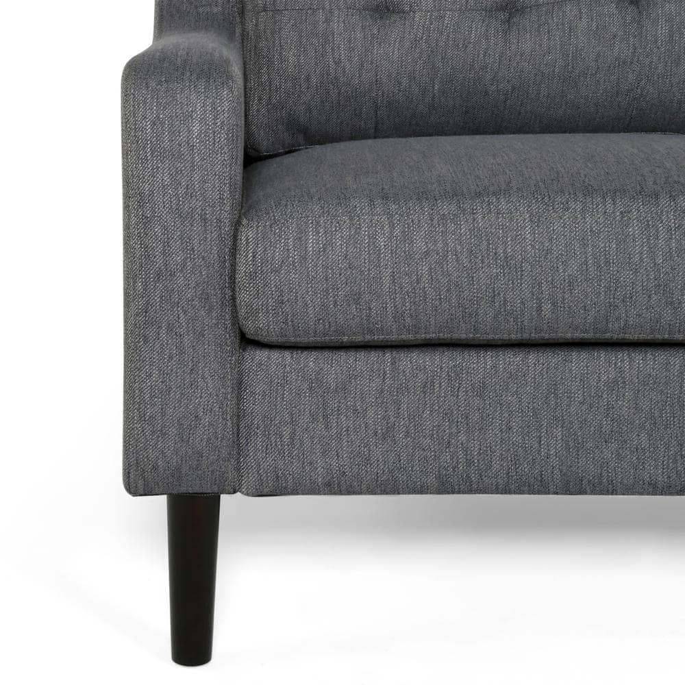 Noble House Kayden Indoor Contemporary Fabric Loveseat, Charcoal, Dark Brown