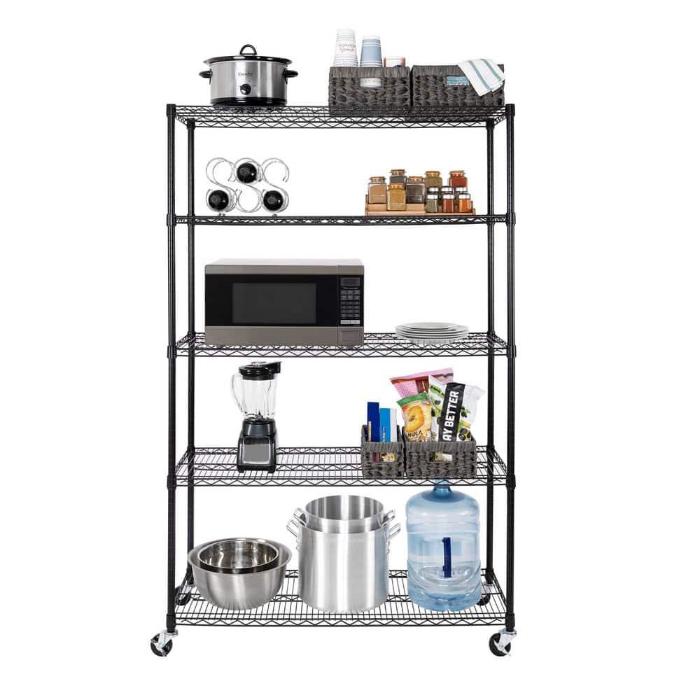 UltraDurable 48'' W x 18" D 5-Tier NSF-Certified Steel Shelving with Wheels