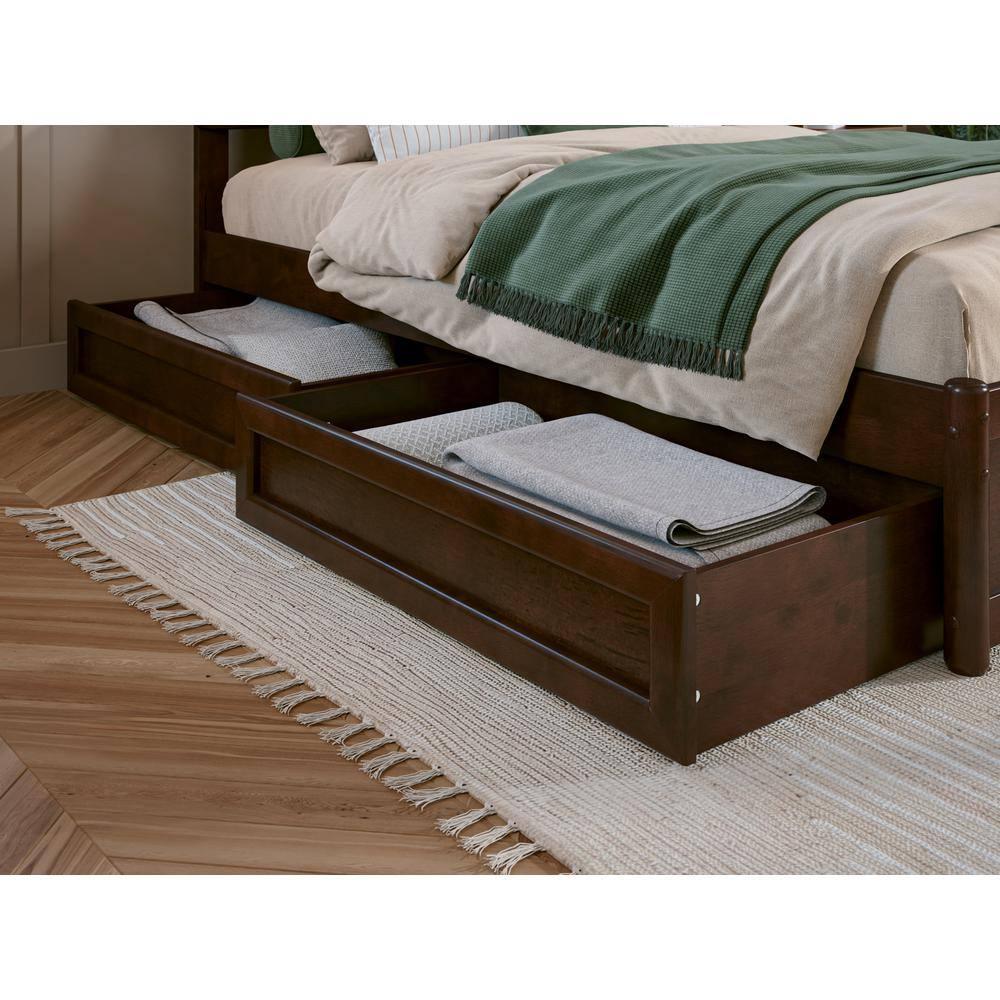 AFI Capri Full Solid Wood Platform Bed with Panel Footboard and Storage Drawers, Walnut