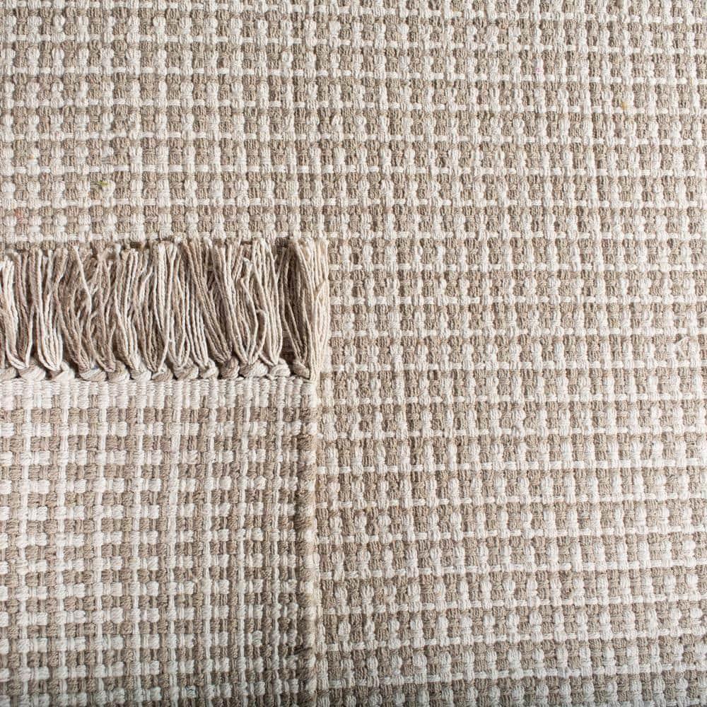 SAFAVIEH Montauk Collection Area Rug - 9' x 12', Ivory & Grey, Handmade Flat Weave Boho Farmhouse Cotton Tassel Fringe, Ideal for High Traffic Areas in Living Room, Bedroom (MTK340A)