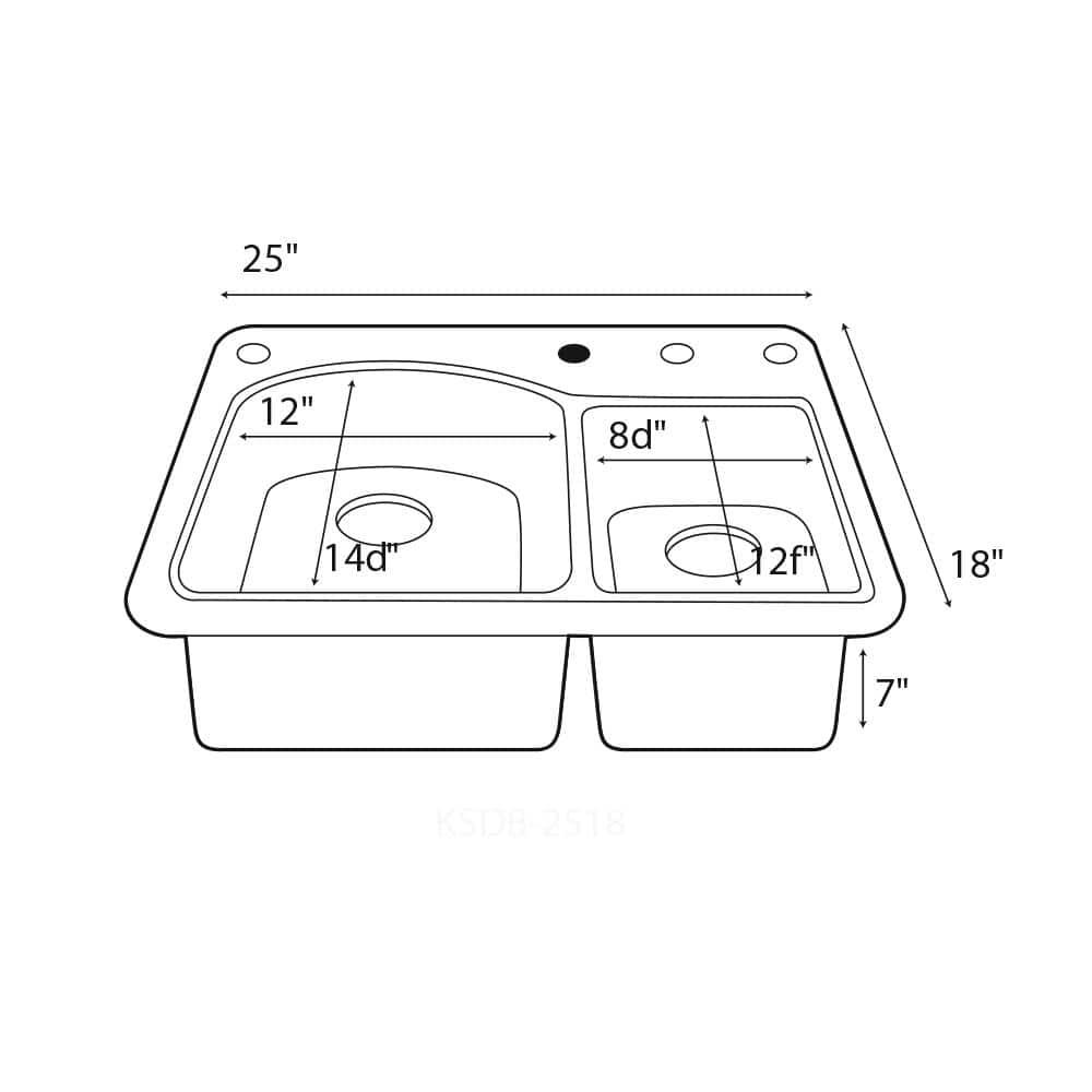 25'' L Drop-In Double Bowl Swanstone Kitchen Sink