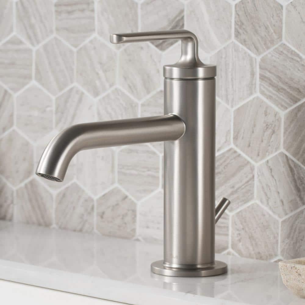 KRAUS Ramus Single Handle Bathroom Sink Faucet with Lift Rod Drain