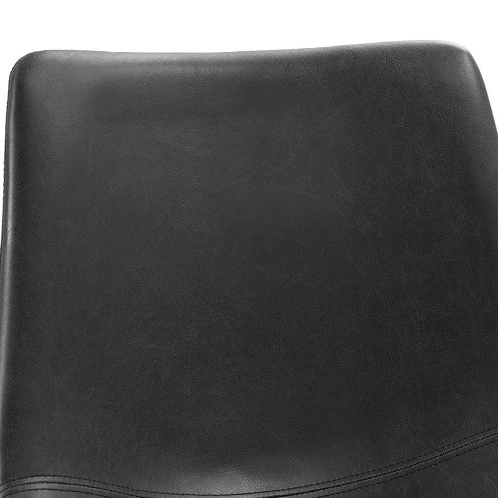 ONKER  Douglas Urban Industrial Faux Leather Armless Dining Chairs, Set of 2, Black