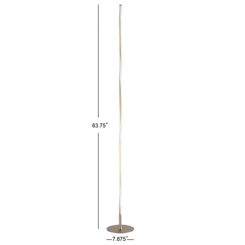JONATHAN Y JYL7006B Pilar 63.75" LED Integrated Floor Lamp, Modern, Contemporary for living room, dinning room, bedroom, office, Gold