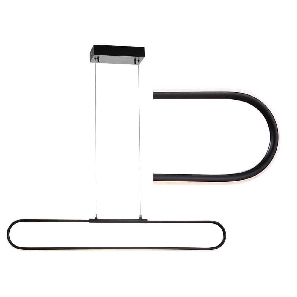 Ned 39" Dimmable Adjustable Integrated LED Metal Linear Pendant, Black