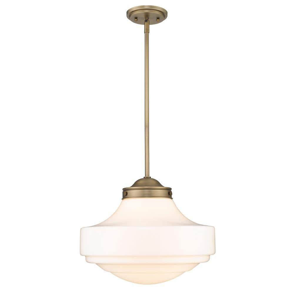 Modern Brass Finish Vintage Milk Glass Ceiling Pendant Light