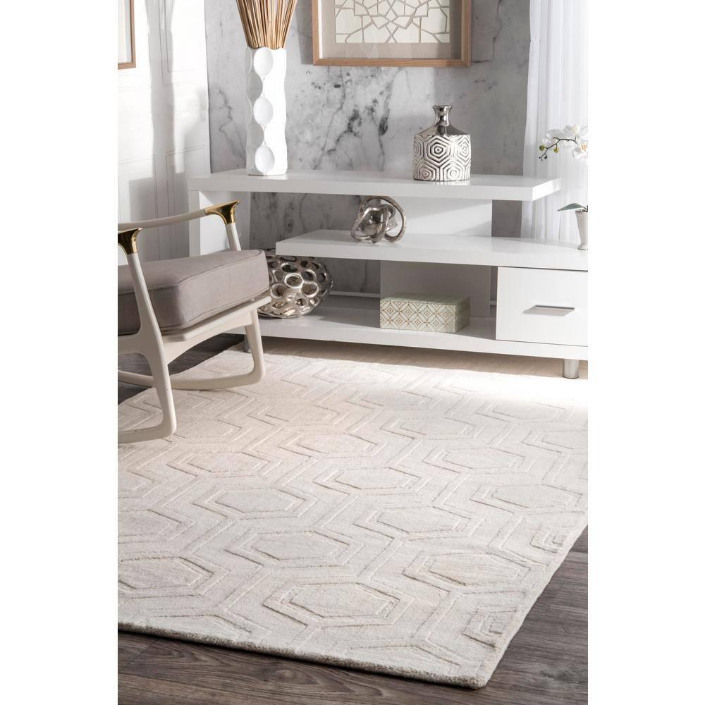 nuLOOM Ambrose Hand Woven Wool Area Rug, 4' x 6', Ivory
