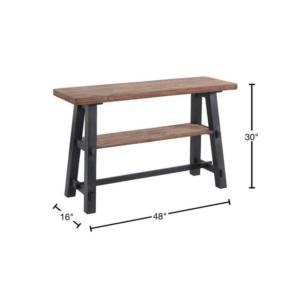 48" Odin Solid Wood Console Table with Shelf Black - Alaterre Furniture: Mid-Century Style, Pine Frame, Easy to Assemble