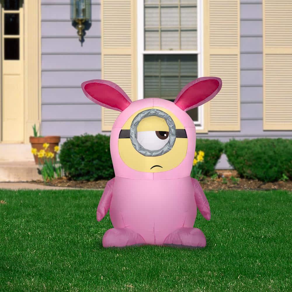 Gemmy Industries Minions Stuart in Pink Bunny Suit Inflatable