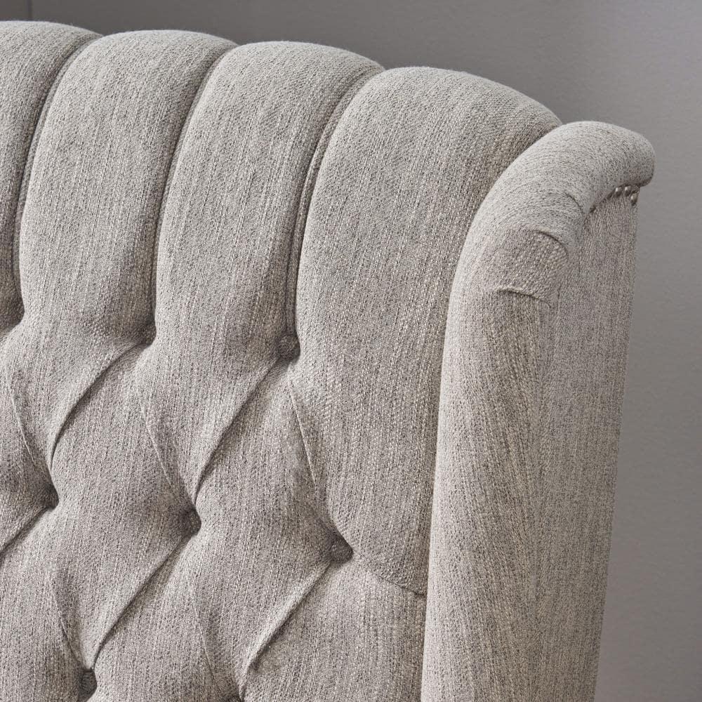 Noble House Albert Oversized Fabric Push Back Recliner, Light Gray