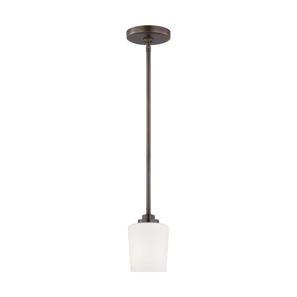 Windom Transitional Bronze Mini-Pendant with Etched Opal Glass