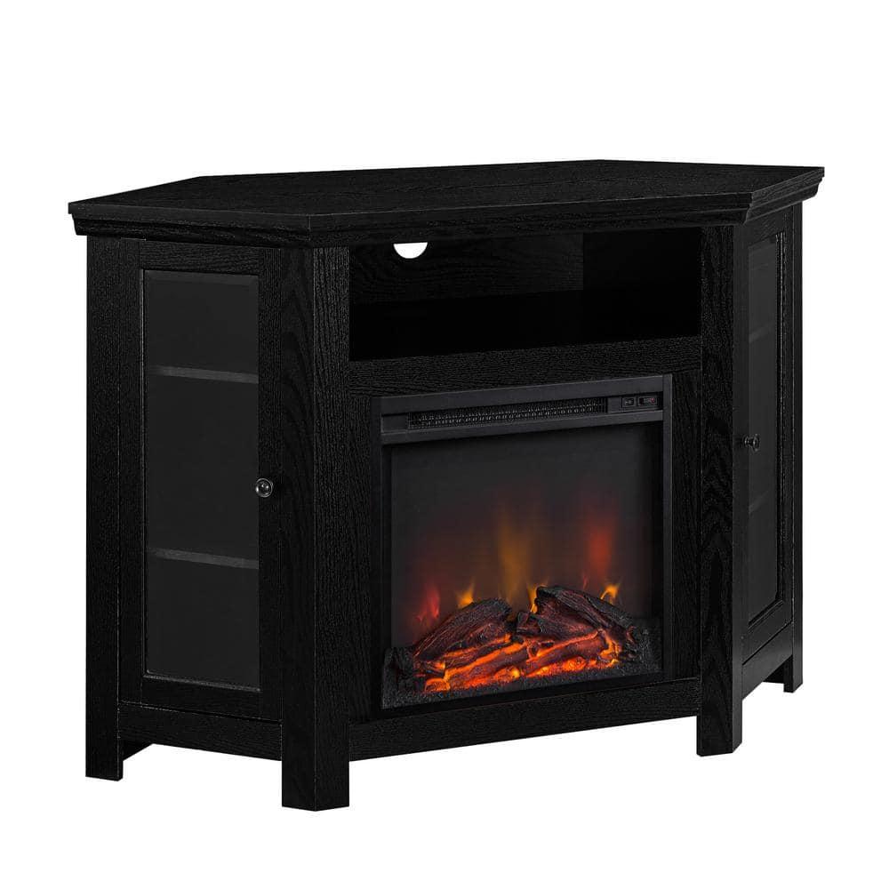 Walker Edison Black Corner Fireplace TV Stand for TVs Up to 50"