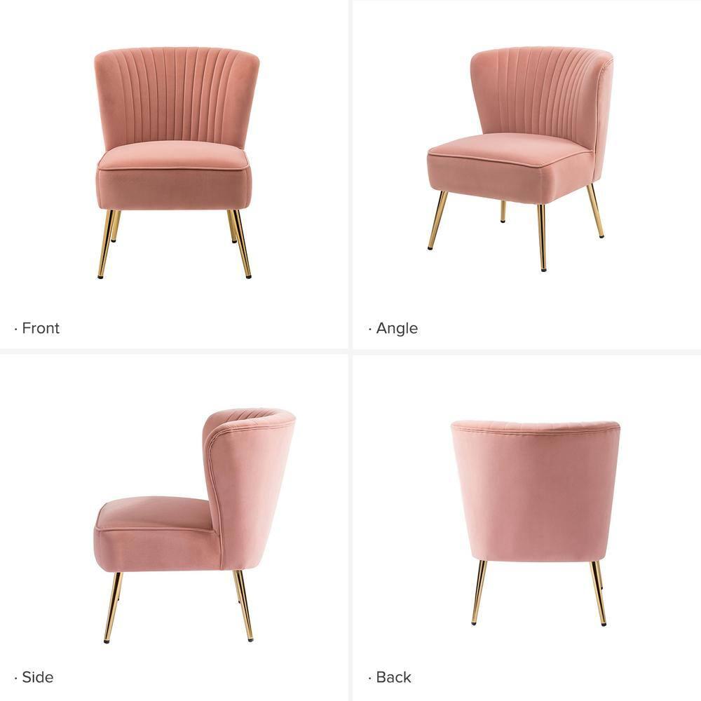 HULALA HOME Monica Upholstered Modern Tufted Accent Side Chair with Gold Legs by  PINK