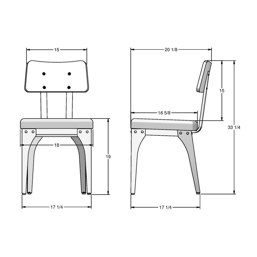 Amisco Symmetry Dining Chair - Dark Brown Grey Polyester / Light Brown Distressed Wood / Dark Grey Metal (Set of 2)