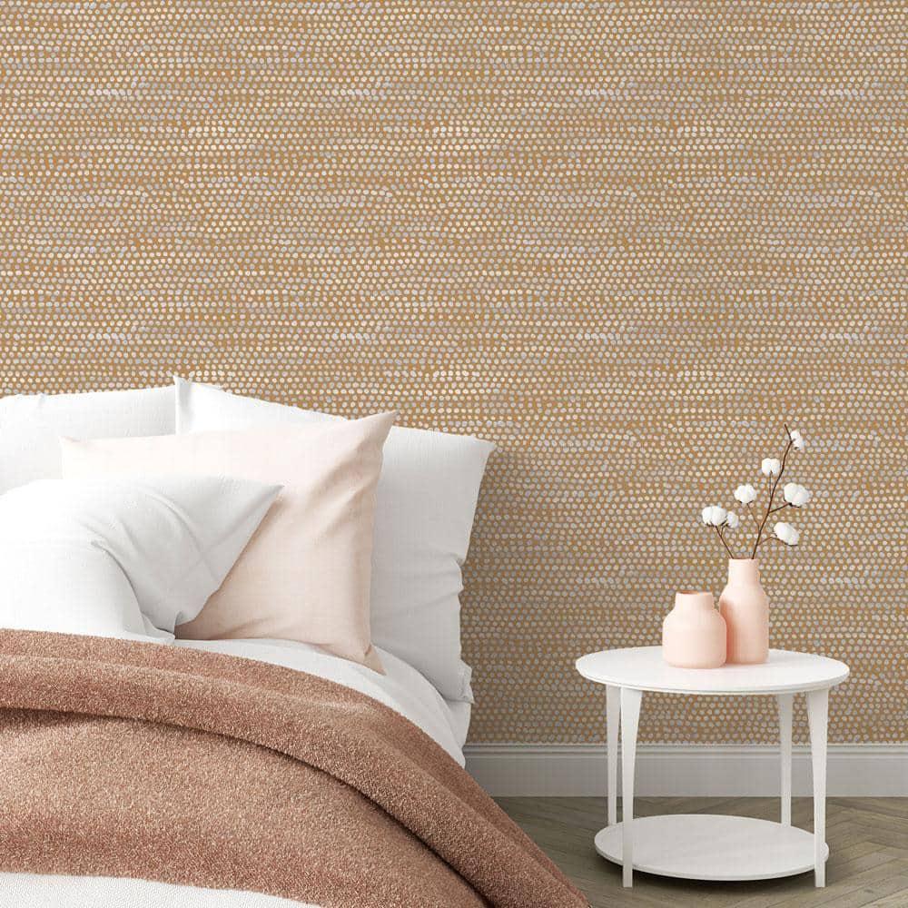 Tempaper & Co. Moire Dots Removable Peel and Stick Wallpaper, Toasted Turmeric Dots, 28 sq. ft.: Vinyl, Self-Adhesive, Modern Decor