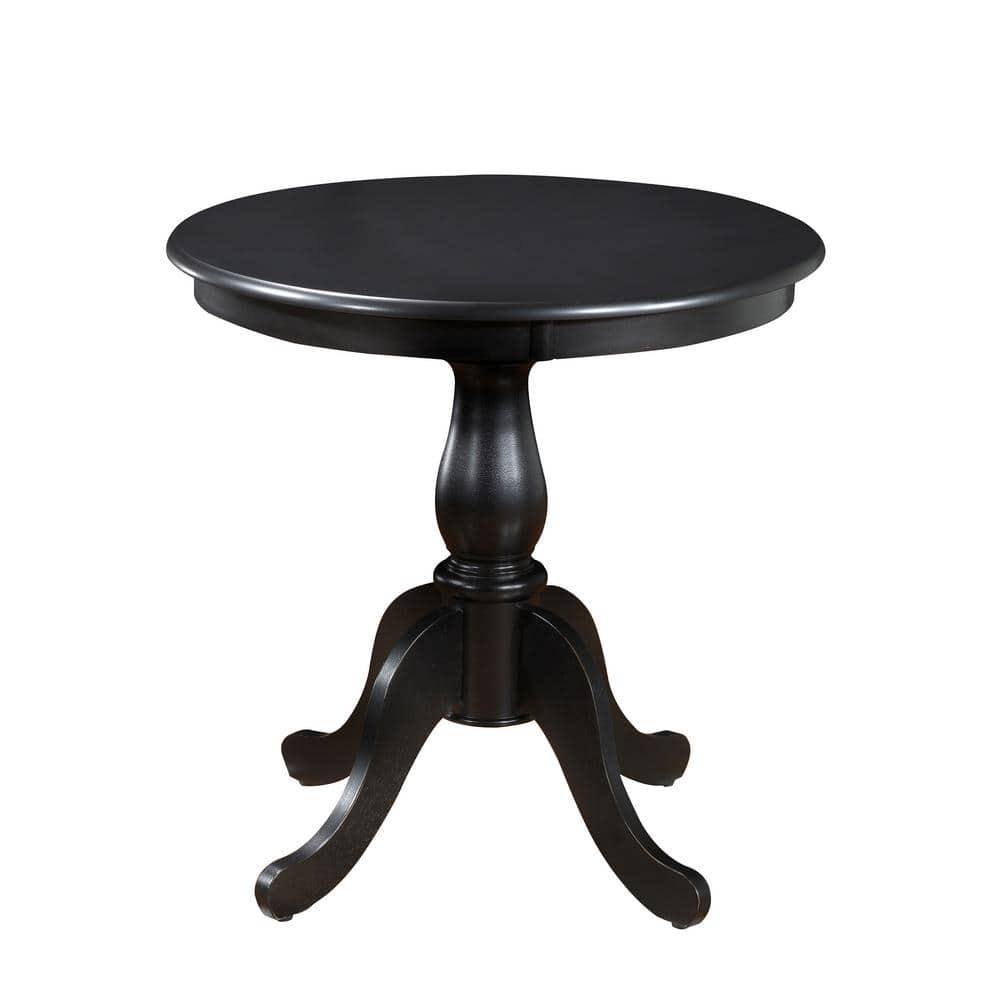 Carolina Living 30" Salem Round Pedestal Dining Table Black: Rubberwood, MDF, Non-Extension