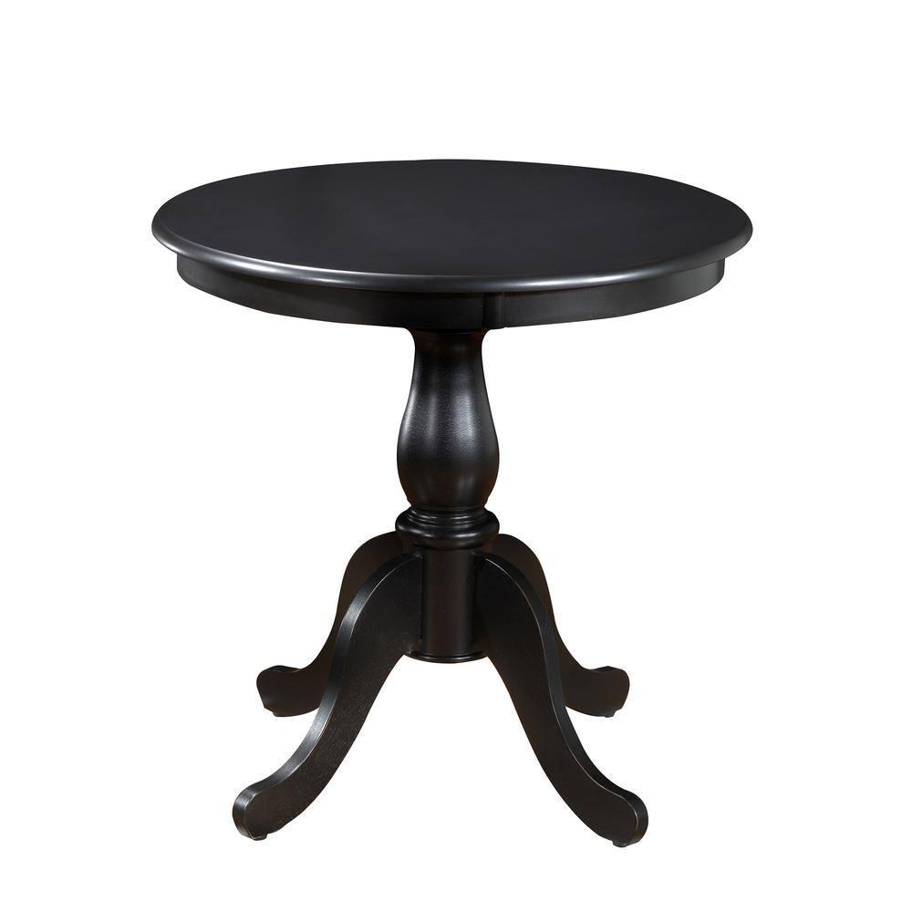 Carolina Living 30" Salem Round Pedestal Dining Table Black: Rubberwood, MDF, Non-Extension