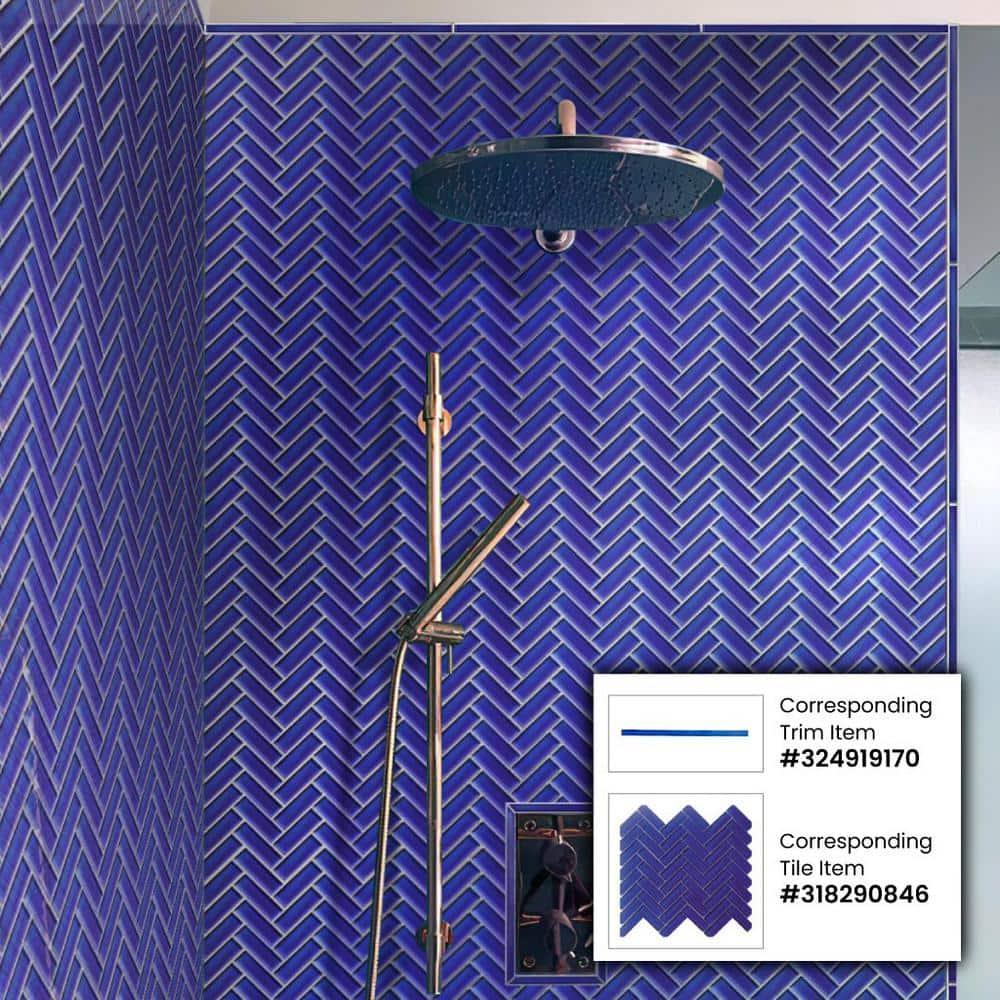 11"X 12.6" Herringbone Polished Glass Mosaic Tile
