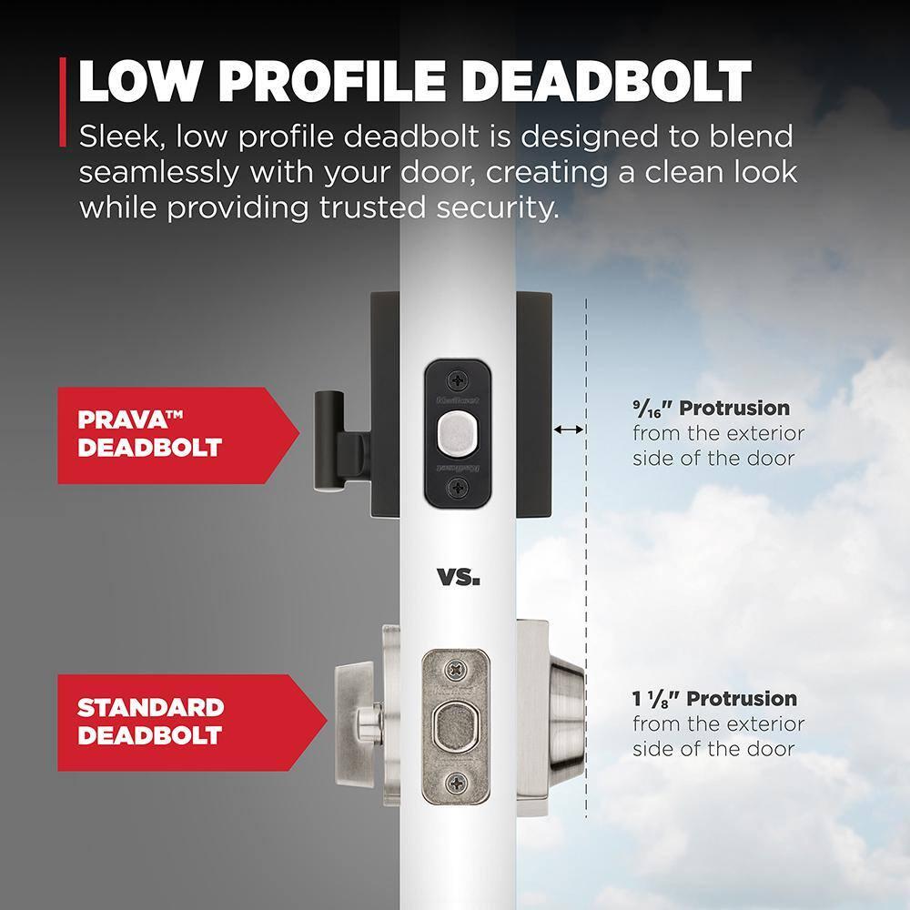Prava Matte Black Single Cylinder Handleset w/ Prava Handle featuring SmartKey Security